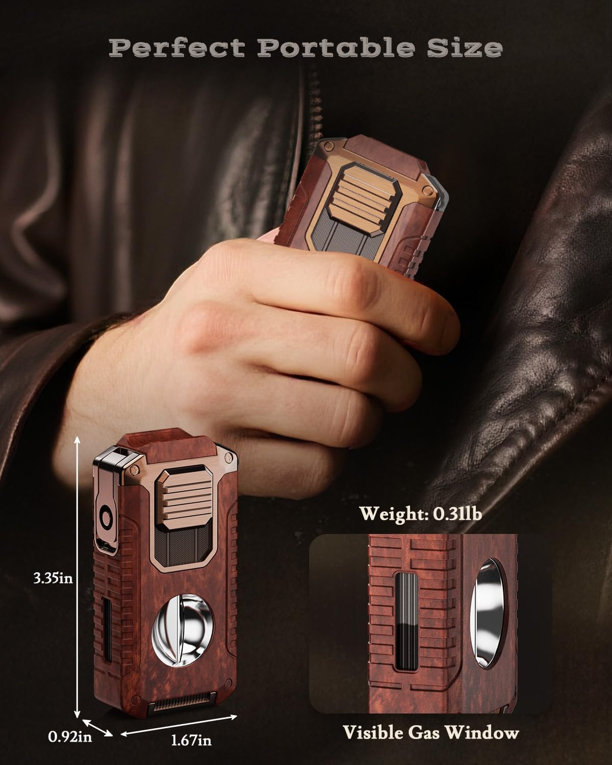 5-in-1 Torch Lighter with Cutter, Punch, Holder and Draw Enhancer Tool, Triple Windproof Jet Flame, Refillable Lighters with Accessories, Cool Lighter Gifts for Men, Butane Lighter for Candle, Travel