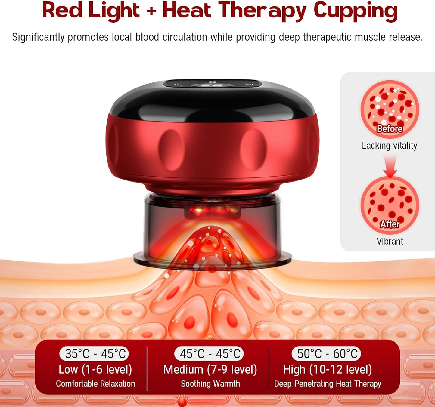 Smart Cupping Therapy Massager, 7 in 1 Red Light Cupp ing Therapy Set with 2 Modes for Targeted Pain Relief, Muscle Soreness,1 Pack