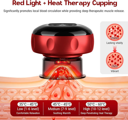 Smart Cupping Therapy Massager, 7 in 1 Red Light Cupp ing Therapy Set with 2 Modes for Targeted Pain Relief, Muscle Soreness,1 Pack