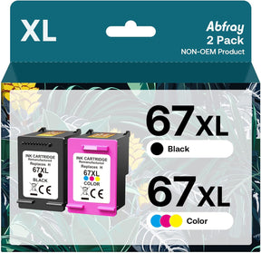67XL Ink Cartridges Combo Pack Replacement for HP 67 XL High Yield Remanufactured for Envy 6055e 6055 6052 6075 Envy Pro 6455e 6455 6475 6452 6458 DeskJet 4155 2755e 2755 4052 (1 Black, 1 Tri-Color)