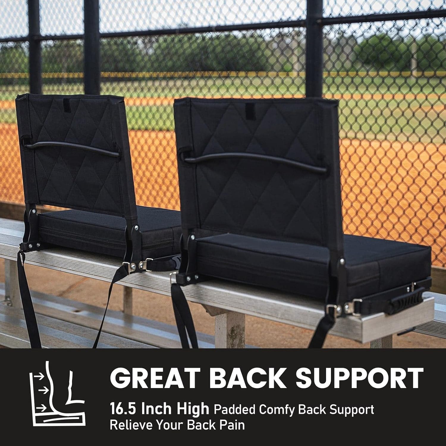 Stadium Seats for Bleachers with Back Support, Bleacher Seats with Backs and Cushion Wide, Padded Portable Folding Comfort Stadium Chair with Shoulder Strap, Perfect for Sports Events