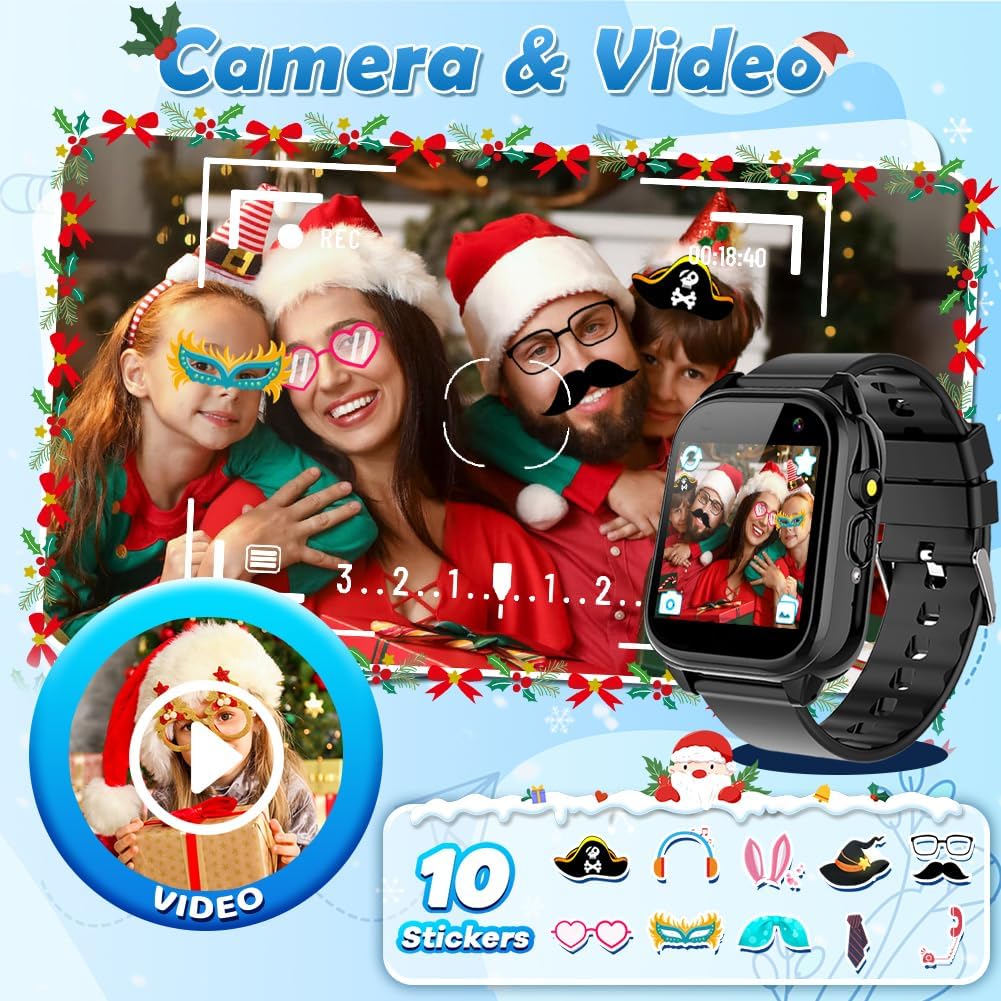 Kids Waterproof Smart Watch with 26 Games 1.44'' Touchscreen HD Camera Pedometer Recorder Music Player