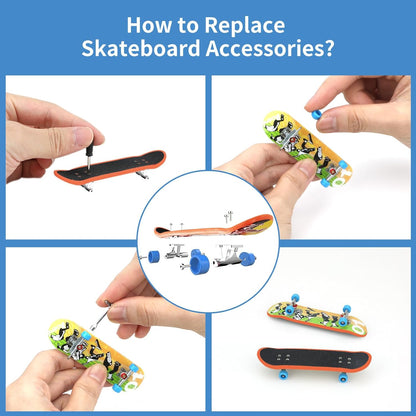 Finger Skateboard Park Ramp Set, 6 in 1 Plus 11 Mini Finger Skatepark for Fingerboards - Cykapu