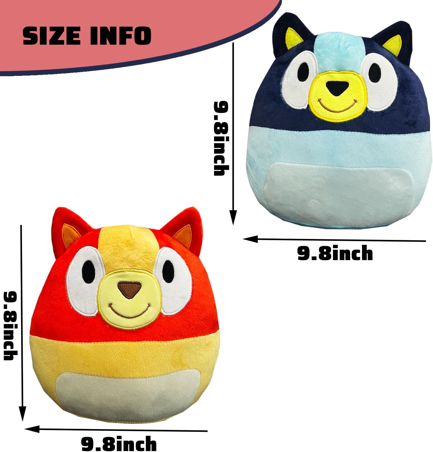 Bluey & Bingo Plush Throw Pillows, 2PCS Bluey Christmas, Bingo Plush Toys - Cykapu