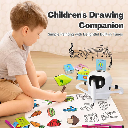 Drawing Robot for Kids with 150 Cards, Voice Interactive Educational Drawing Machine, Montessori Painting Learning Toys