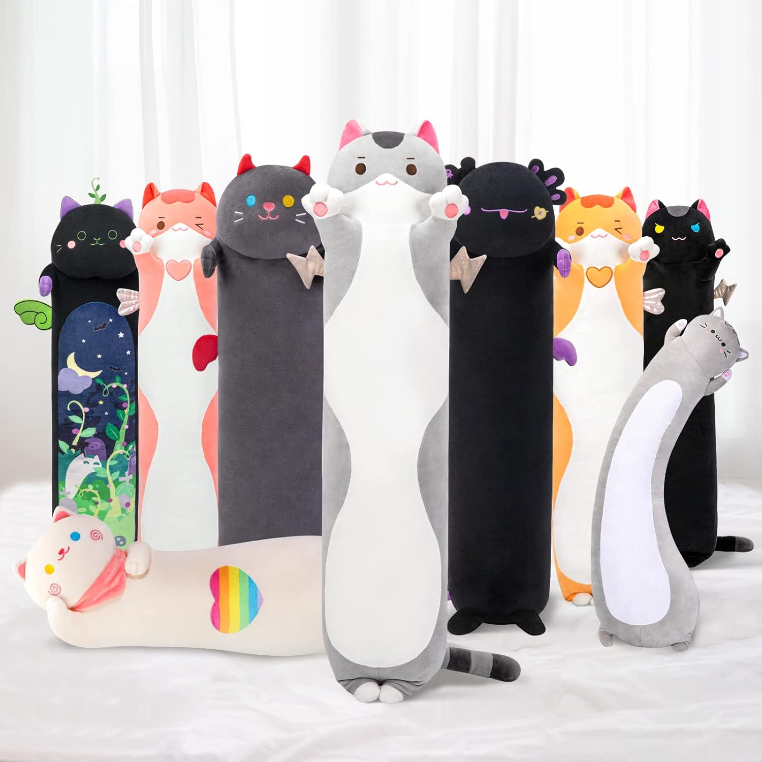 Long Cat Plush Body Pillow, 28” Cute Cat Stuffed Animals Soft Plushies Cykapu