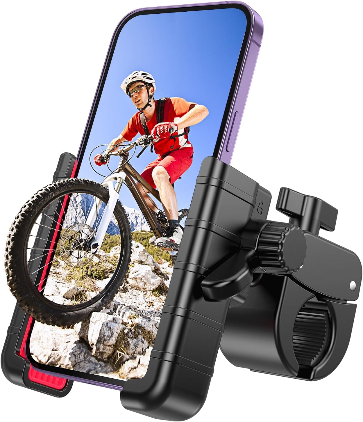 Bike Phone Mount Holder, Camera Friendly Motorcycle Phone Mount for Electric Scooter, Mountain, Dirt Bike and Motorcycle