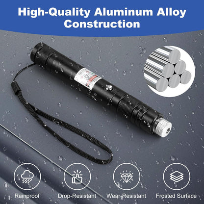 Green Laser Pointer High Power Pen - Long Range Rechargeable Laser Beam, USB Charging for Hiking