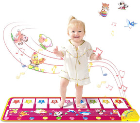 Piano Mat - Musical Keyboard Floor Playmat 39.5" Electronic Music Animal Touch Play Blanket