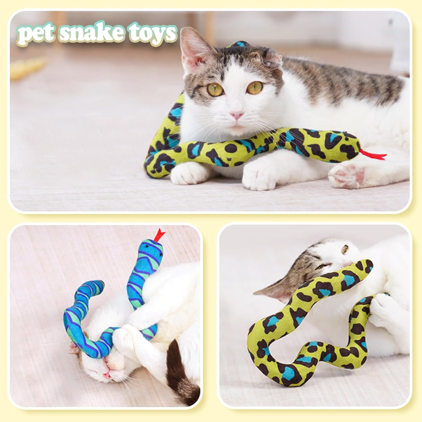 Cat Toys Interactive, Safe Teeth Cleaning Chew Catnip-Infused Snake-Shaped Cat Toys for Indoor
