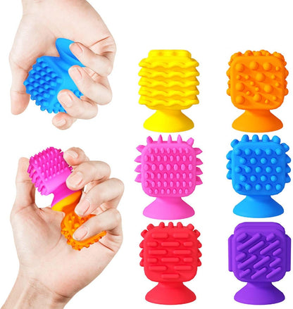 Sensory Fidget Toys Kids Adults, 6Pcs Textured Suction Cup Toy for Autism Kids Calming, Quiet Anxiety Fidgets for Classroom Prize