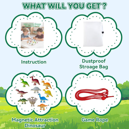 Dinochez Dinosaur Magnetic Chess Game Set 2025 Kids Toys, 20 Pcs Dinosaur Stones, 1 String & Portable Storage Bag, Strategy Board Games Chess Set Kids Games for Christmas Family Games Night