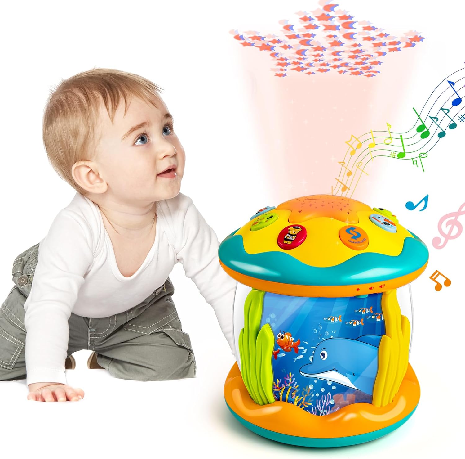 Musical Learning Infant Toys, Ocean Rotating Projector Light Up Toys - Cykapu