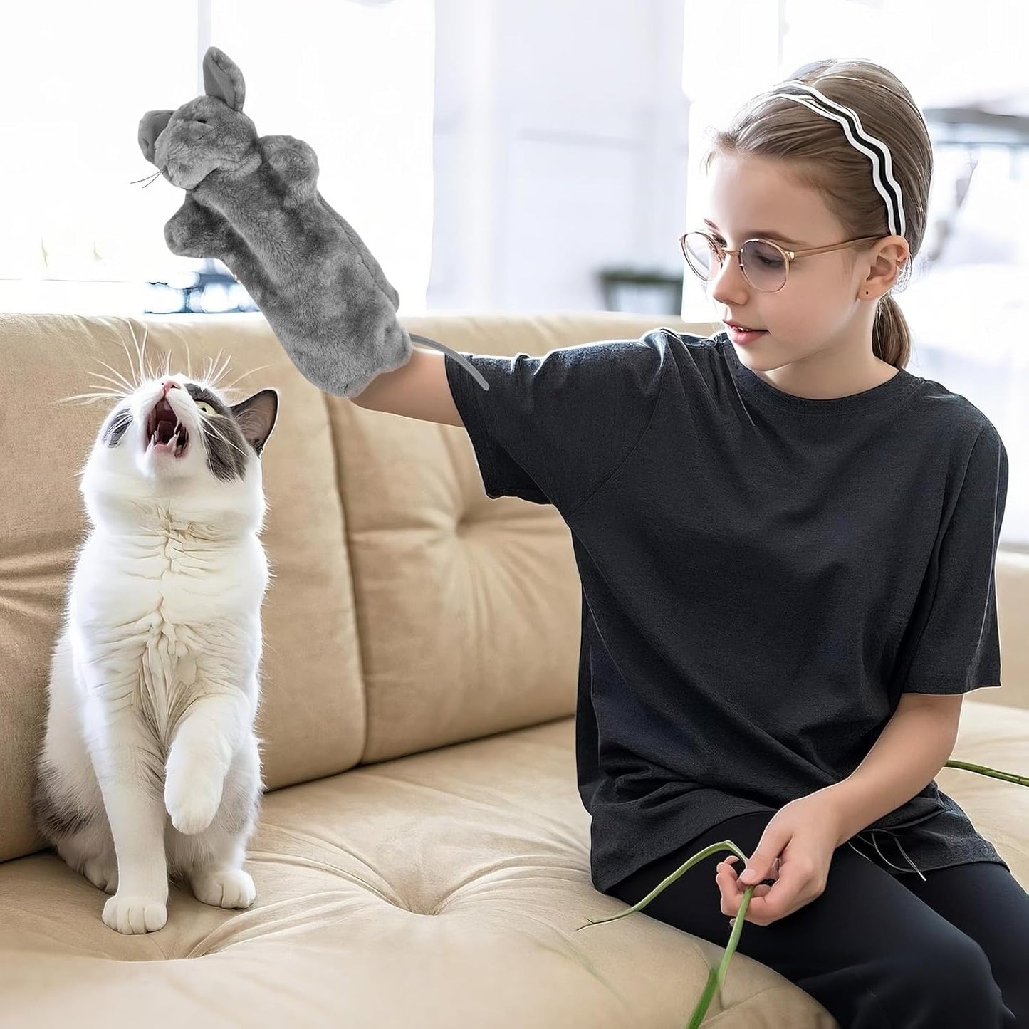 Cat Wrestling Toy Puppet, Interactive Glove Cat Toys for Fun Play, Safe & Soft Cat Wrestling Glove Hand Puppets