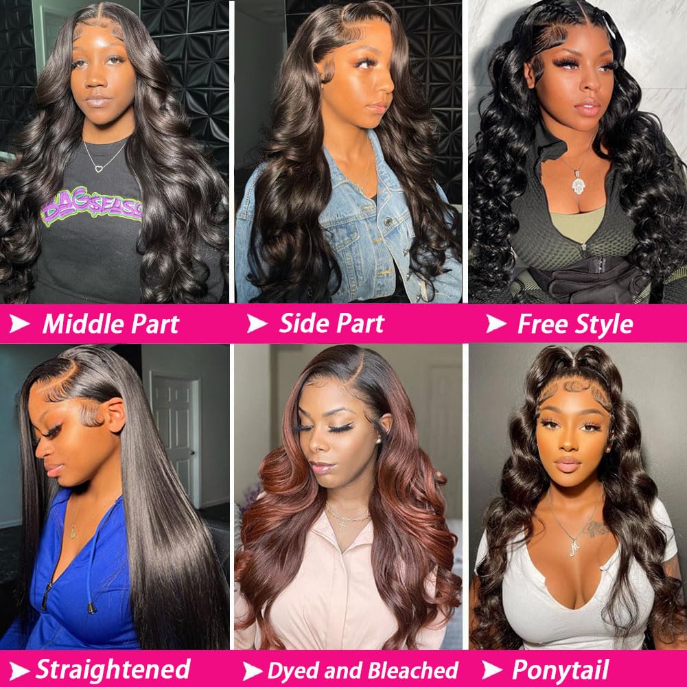 28 Inch Body Wave Lace Front Wigs Human Hair Pre Plucked 180% Density 13X6 HD Lace Frontal Wigs Human Hair Glueless Wigs Cykapu