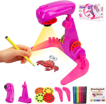 Kids Projection drawing Sketcher,Intelligent Drawing Projector Machine with 32cartoon patters and 12color Brushes - Cykapu