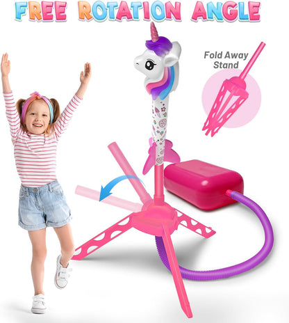 Unicorn Rocket Launcher, 4 Unicorn Outdoor Toys for Kids, Christmas Birthday Unicorn Gifts - Cykapu