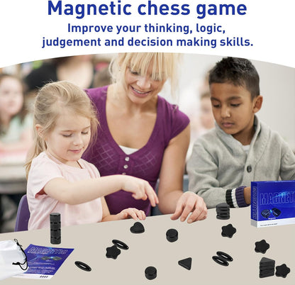 Magnetic Chess Game, Magnetic Chess Set Battle Board Games, 2024 Family Games for Kids and Adults, Fun Tabletop Magnetic Chess Game with Stones, Multiplayer Magnet Strategy Game for Party Travel