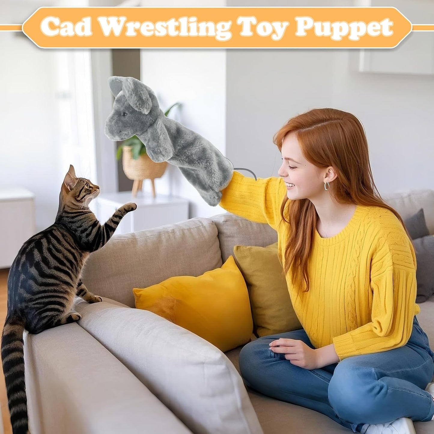 Cat Wrestling Toy Puppet, Interactive Glove Cat Toys for Fun Play, Safe & Soft Cat Wrestling Glove Hand Puppets