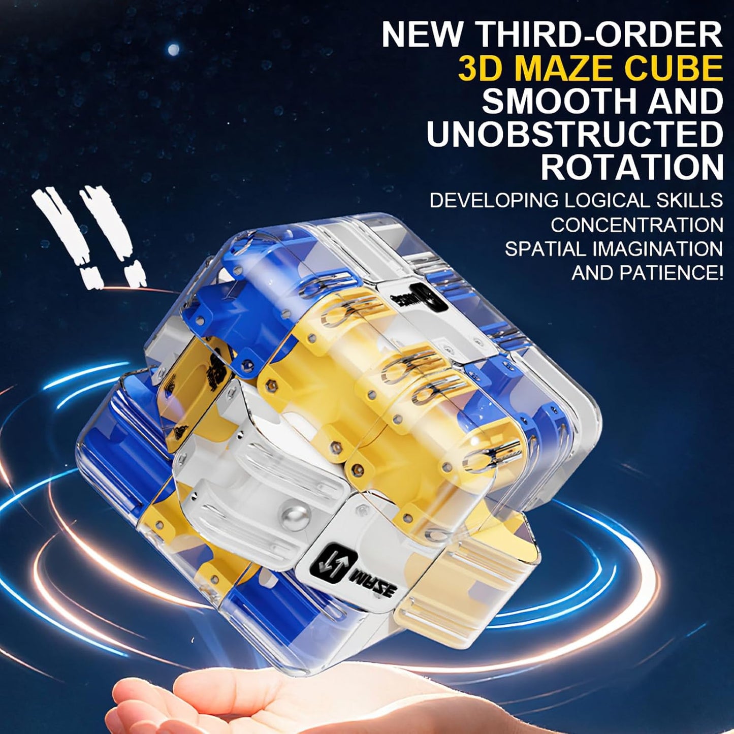 3D Cube Puzzles for Kids - Brain Teaser Puzzles Boys Toys Age 8-10 Educational Learning Toys for Logical Thinking, Puzzle Maze Cube for Grandkids Stocking Stuffers for Kids (Blue)