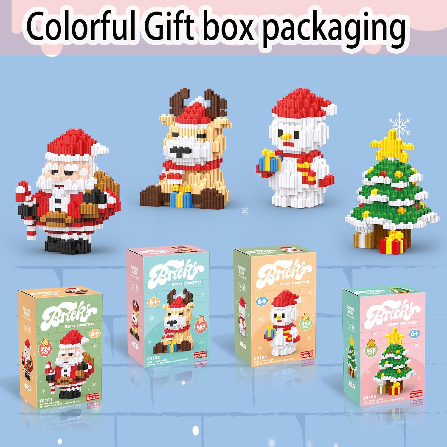 Christmas Stacking Blocks Compatible for Lego Christmas Santa Claus Building Micro Blocks (Santa) - Cykapu