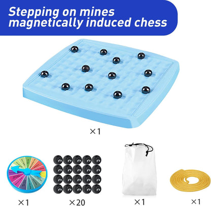 Magnetic Chess Board Game,Magnetism Versus Chess Set, 20 Magnetic Balls Chess Board Game with Punishment Wheel,Table Top Magnetic Game for Kids Adults,Educational Checkers Chess Game for Family Party