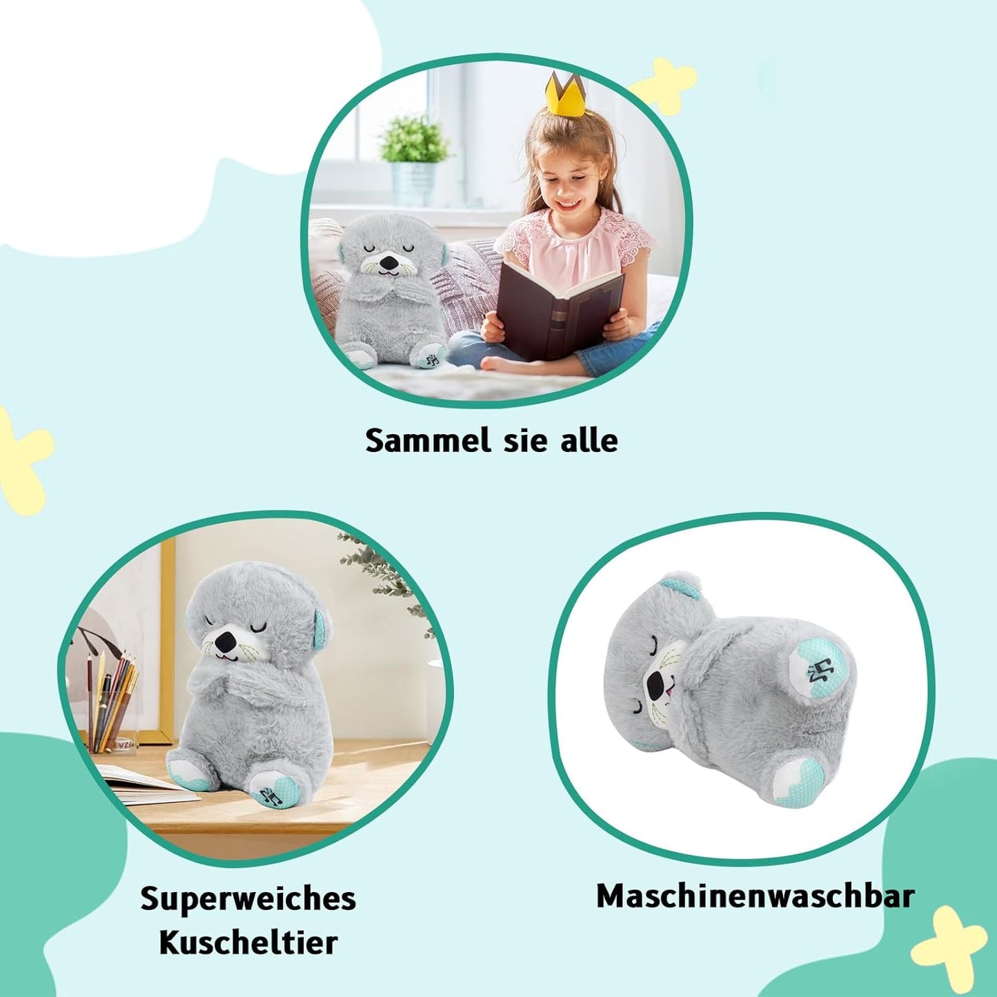 Mush Plushies for Anxiety and Sleep, Breathing Plush, Portable Plush Toy with Music Light, Perfect for Relieving Baby Quiet, Relieving Breathing Gift for Newborns 0+ Months