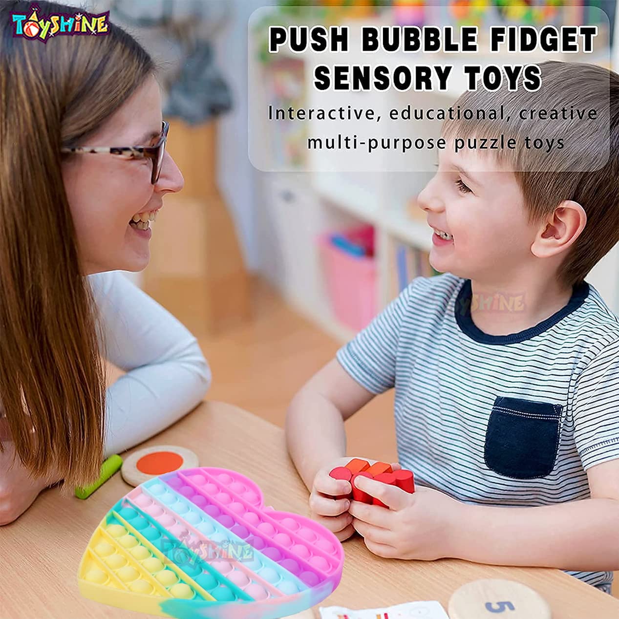 Big Heart 82 Bubbles Pop it Popping Sounds Toy, Push Bubbles for Autism Stress Reliever Cykapu