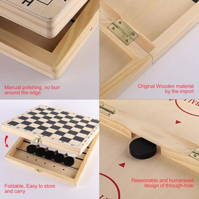 Sling Puck Game, Chess Checkers Game Set, 4 in 1 Board Game, Fast Hockey Table Game