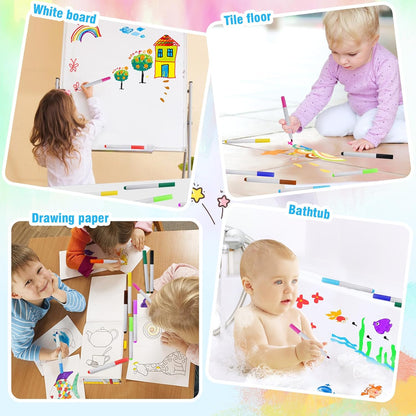 QETRABONE Magical Water Painting Pen-12 Colors Double Ended, Erasing Whiteboard Marker, Doodle Water Floating Pens