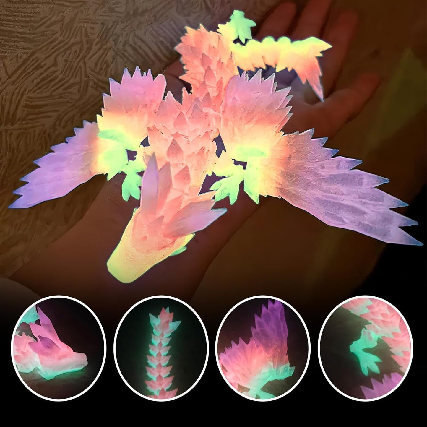 Flying Dragons Eggs, 3D Printed Dragon Egg with Articulated Wings Dragon Inside and with Glow in The Dark, Home Desktop Decor, Creative Ornaments, Easter Birthday Gifts for Kids