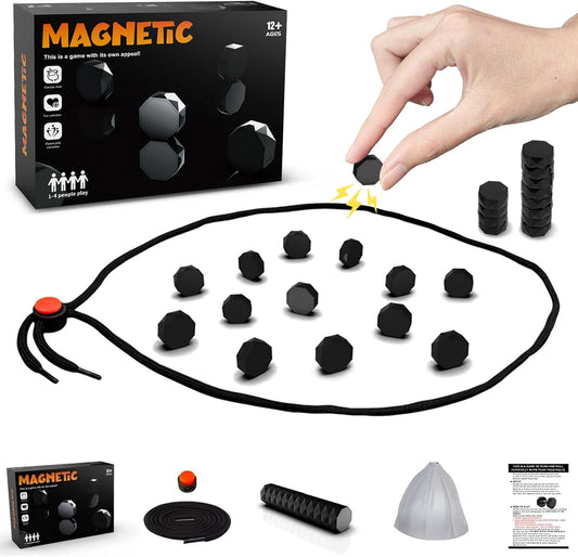 2025 New Magnetic Chess Set with 20 Plastic Magnet Stones, Puzzle Strategy Chess Board Game for Adults, Party Travel Chess Family Halloween Fun Tabletop Multiplayer Game