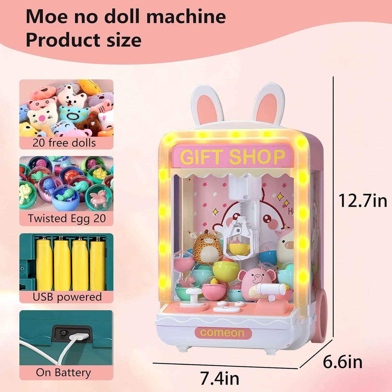 Claw Machine for Kids, Easter Gifts for Girls Toys for Girls, Bunny Claw Machine Arcade Game with Sound Cykapu