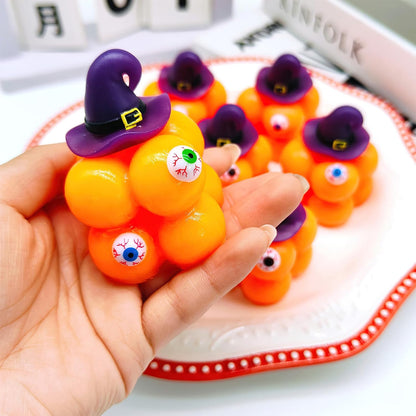 4 Packs Spooky Witch Hat Sticky Halloween Stress Cubes, Halloween Fidget Toys for Stress Relief, Halloween Party Favors Gifts Squishies Halloween Toys for Goodie Bags