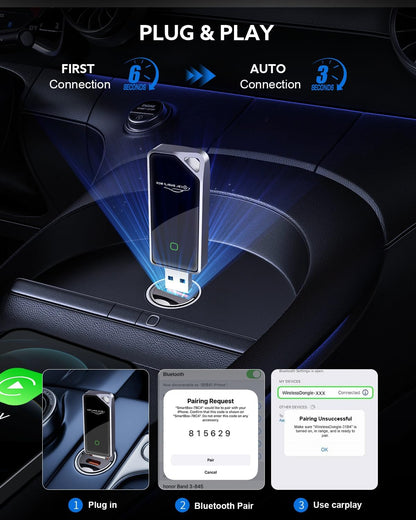 2025 Wireless CarPlay Adapter & Android Auto 2-in-1 Dongle, Powered by A7 Ultra Chip, Bluetooth 5.3, Fast and Stable Wireless Converter for Wired CarPlay, Compatible with iOS 10+ and Android 11+