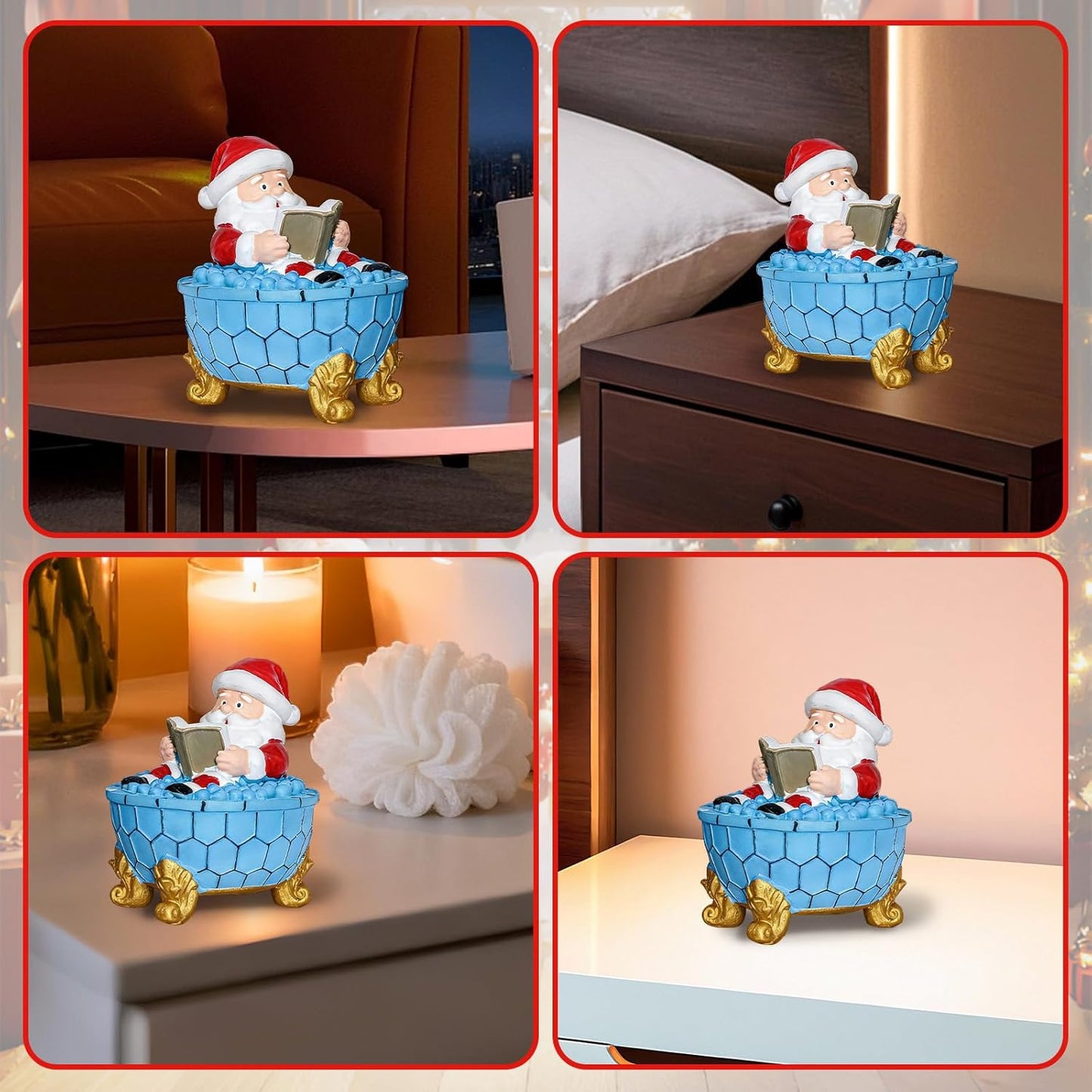 Christmas Santa Claus Bubble Bath Lamp, Creative Halloween Light, Santa Claus Bubble Bath Light, LED Night Light for Bathroom Decor, Christmas-Themed Bathtub Lamp for Halloween Party