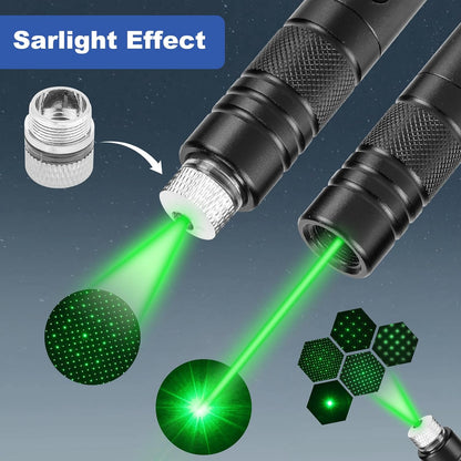 Green Laser Pointer High Power Pen - Long Range Rechargeable Laser Beam, USB Charging for Hiking