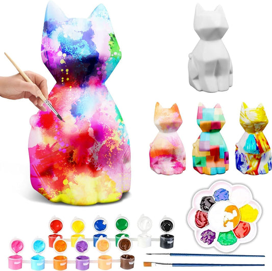 Paint Your Own Cat Lamp Art Kit, DIY Geometric Cat Lamp Night Light, Animals Toys Night Light