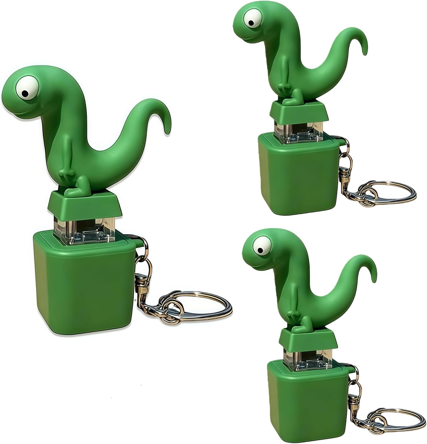 3PCS Lizard Button Keychain,Rechargeable Animal Keychains with Sound and Colorful Lights,Fidget Toys Adults Anxiety Relief