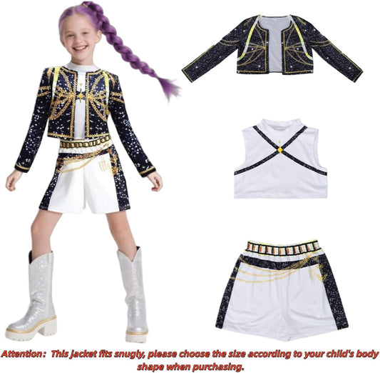 Pop Idol Cosplay Costume Rumi Mira Zoey Popular Singers Stage Costumes for Ages 3-12 Children's Costumes Black B