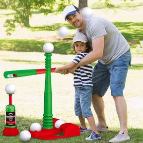 T Ball Sets Teeball Toy Sets with Baseball Target Fixed & Ejection Baseball Batting Tee 6pcs Baseballs - Cykapu