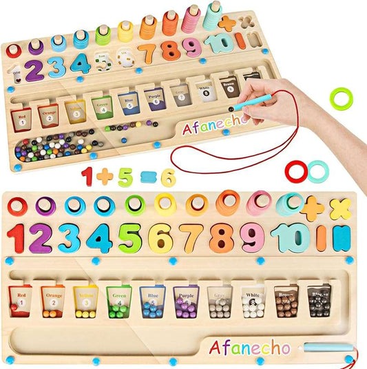 3-in-1 Montessori Toys for 3+ Years Old, Educational Magnetic Color and Number Maze, Toddlers Shape Sorting Counting Game, Preschool Learning Math Activities Classroom Toys for Toddlers - Cykapu