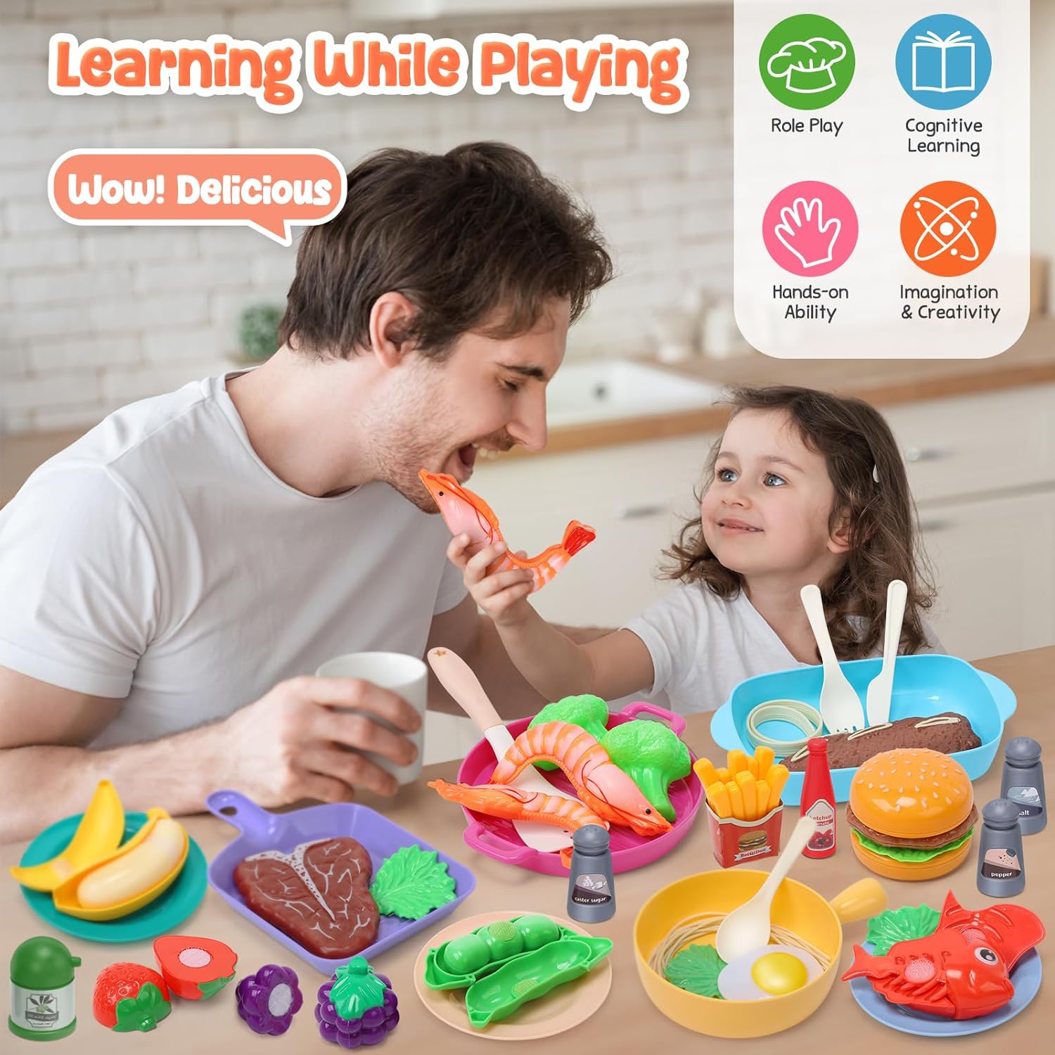 cute stone Kids Play Kitchen Toy Accessories, Toddler Pretend Cooking Playset with Toys Cookware and Utensils - Cykapu