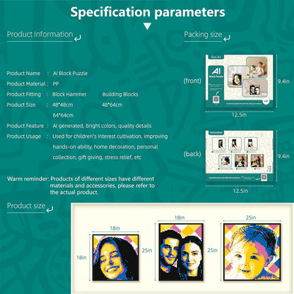 New DIY Puzzle AI Customized Photo Album Personalized Brick Art Kit with Hammer, 4000+ Pixel Block Puzzles