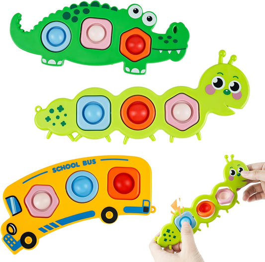 3 Pcs Fidget Popper Sensory Toys, Airplane Travel Toys Pop Fidget Toys Essential Activities, Autism Christmas Classroom Gifts