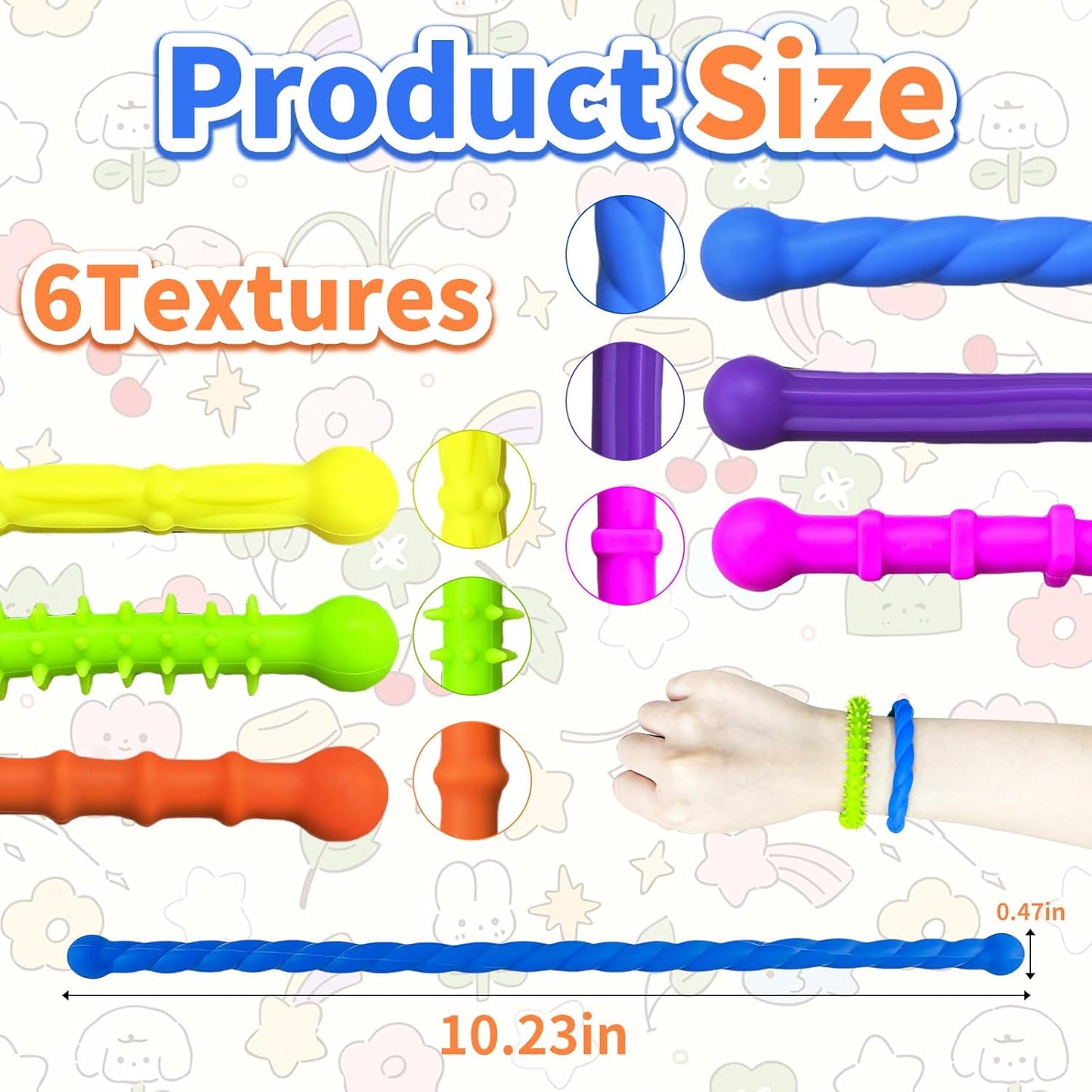 6 Pcs Sensory Fidget Toys Stick, Flexible Fidget Sticks Sensory Toys
