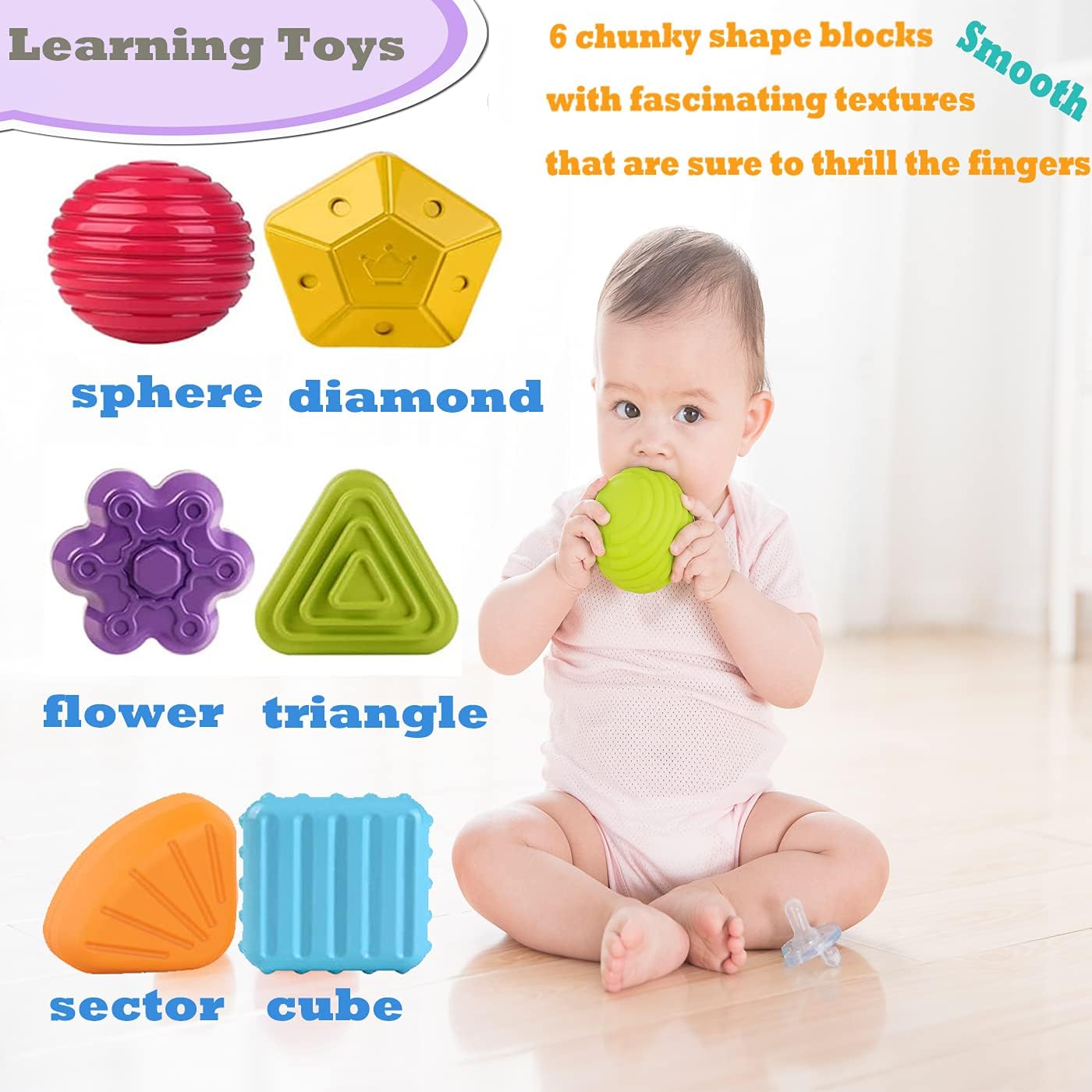 Montessori Toys for 1 Year Old,Baby Sorter Toy Colorful Cube and 6 Pcs Multi Sensory Shape - Cykapu