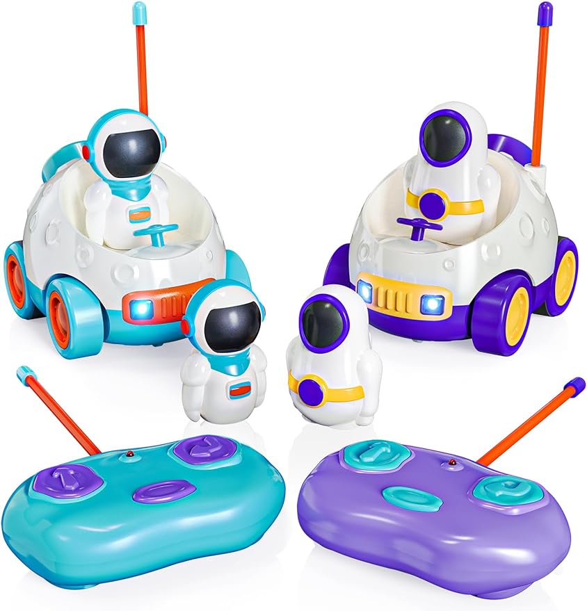 Toddler Remote Control Car, 2 Pack Cartoon RC Cars - Astronauts, Toddler Toys - Cykapu