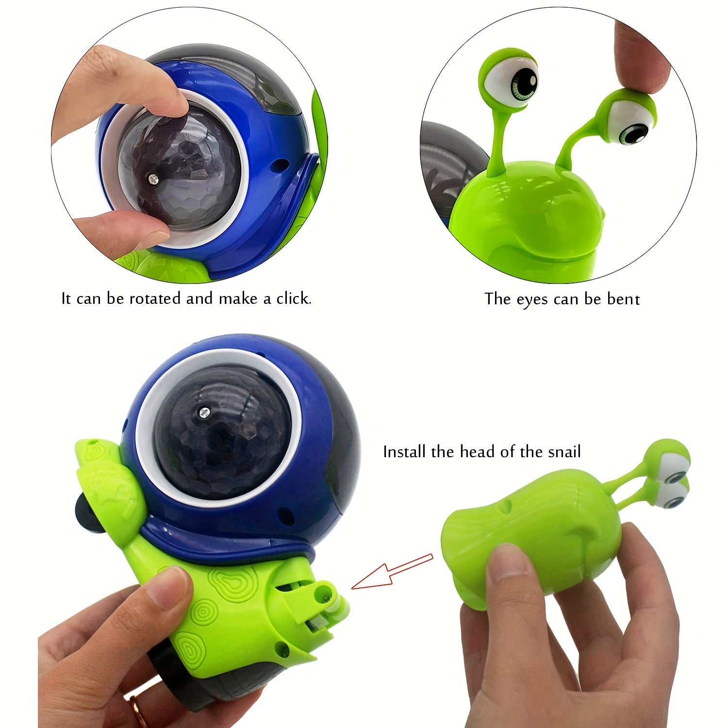 Interactive Musical Light Up Crawling Snail Toy - Early Learning Educational Toy Cykapu