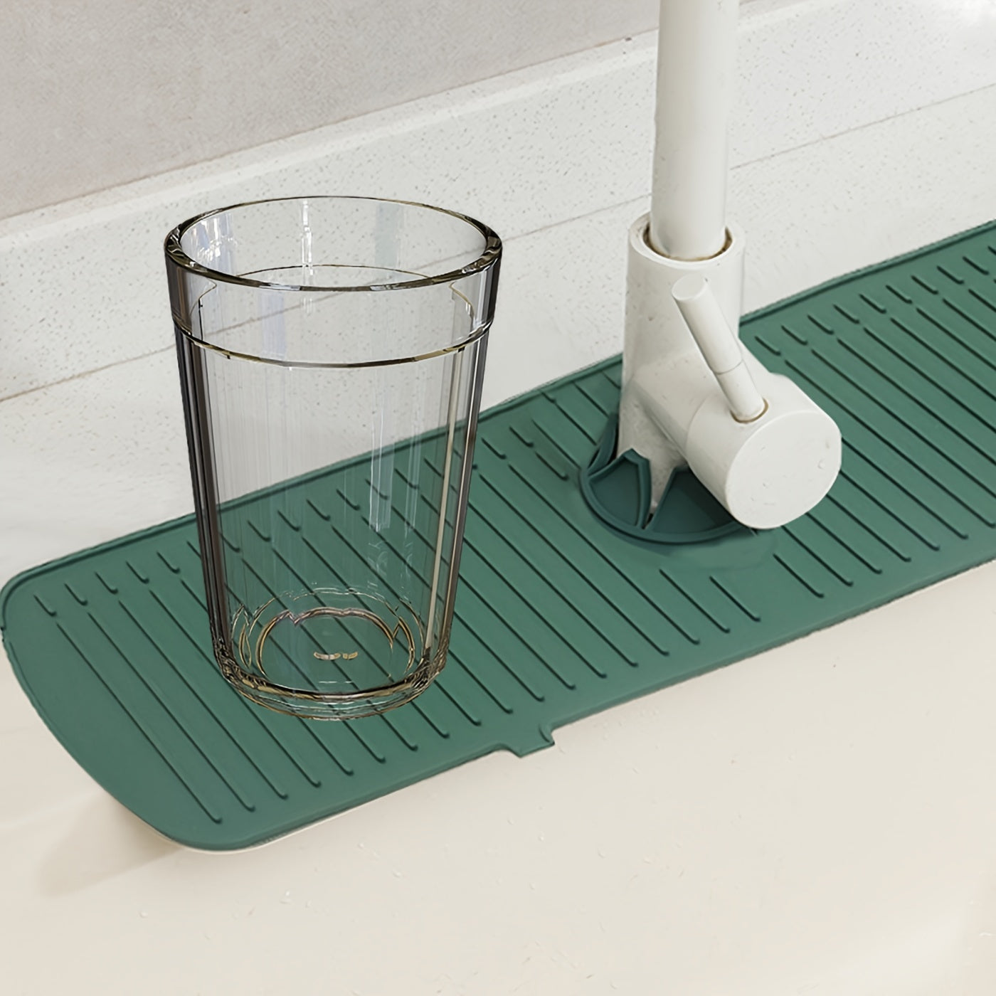 Upgrade Your Kitchen And Bathroom With This 1pc Sink Faucet Mat Splash Guard!